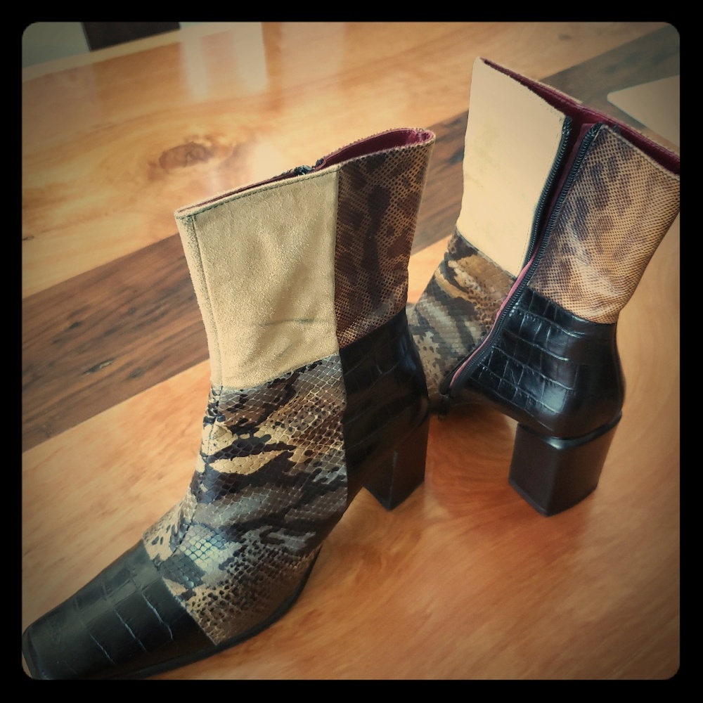 Multi print patchwork boots